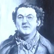 portrait coluche huile