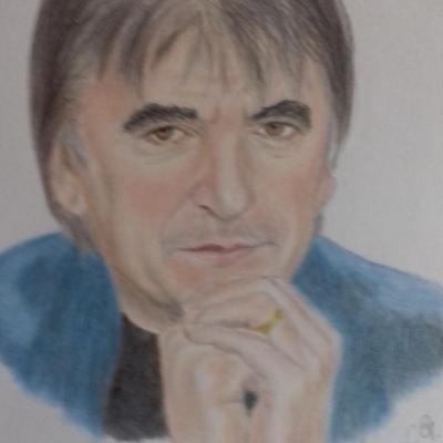 portrait serge lama crayon couleurs