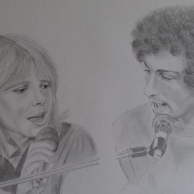 portrait france gall michel berger crayon