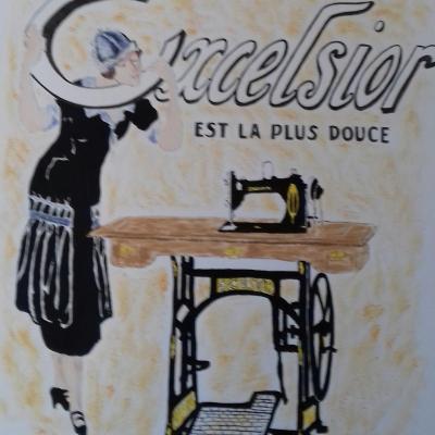 affiche publicitaire machine à coudre excelsior